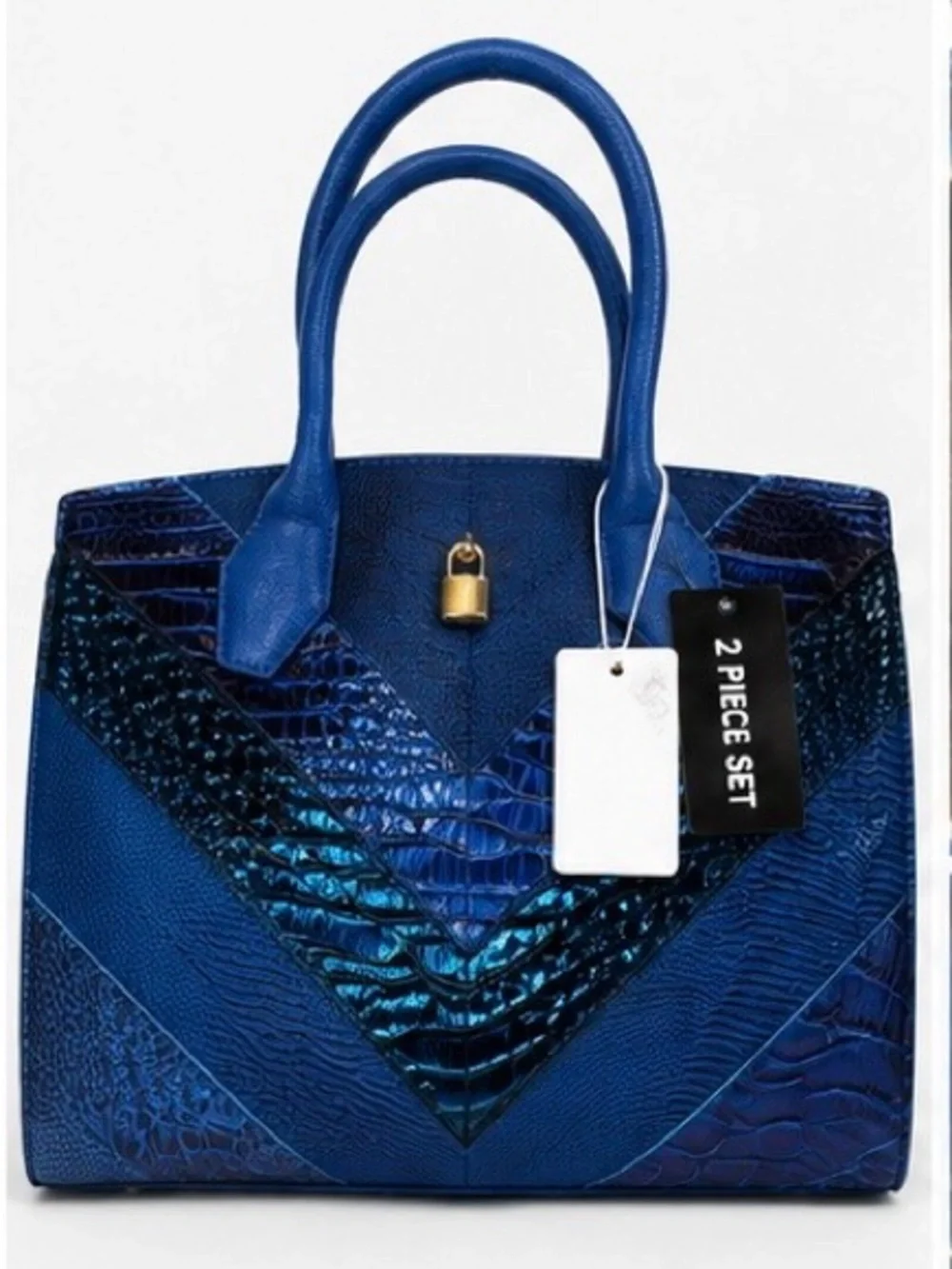 Structured Royal Blue Women's Satchel and Matching Wallet Set